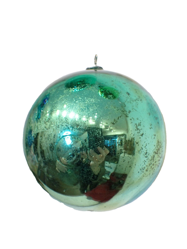 Palla strega ornamento natalizio sfera antica verde chiaro rotonda vetro mercurio - Foto 4 di 7