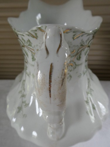 Antique Semi Porcelain Henry Alcock & Co 7" Pitcher Green Manhatten Gold Accents - Picture 7 of 15