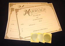 #3 Three DIY Blank Marriage Certificates Gold Foil Design + #3 Gold Foil Seals