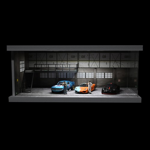 G-Fans 1/64 Diorama Diecast Garage Model LED Parking Lot Scene Display Case US - Picture 245 of 264