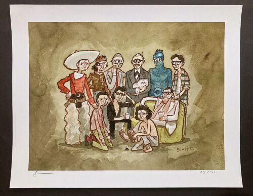 Scott C Jeff Goldblum Giclee Art Print w/Sketch Wes Anderson Jurassic Park Mondo - Picture 2 of 6