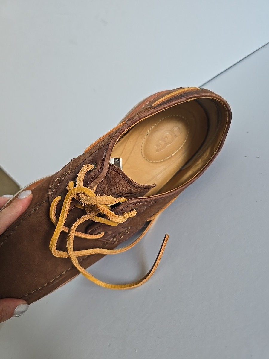 UGG Australia Mens 10 Boat Shoes Newell Lace Up Brown Nubuck Leather UGG | Shoes | Ugg Australia M Newell Tan Boat Shoes Slip Ons  main image 4
