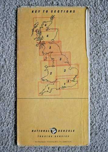 NATIONAL BENZOLE ROAD MAPS #3 NORTHERN ENGLAND SOUTHERN SCOTLAND 1950's N600 - Imagen 3 de 5