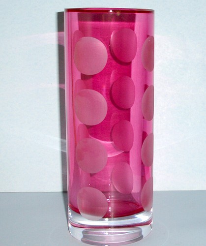 Florero Kate Spade New York Bonita Street Cristal 10" Rosa Lunares Esmerilados Nuevo - Imagen 3 de 4