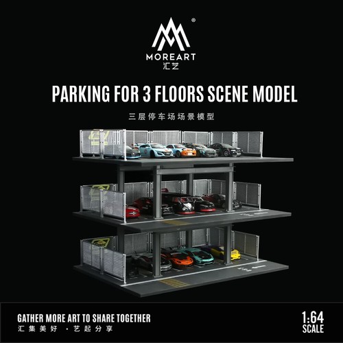 1/64 Diorama 3-stöckige Auto Garage Modell Stadt Straßenansicht Parkplatz Szene Modell - Bild 14 von 34