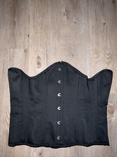Waist Trainer Steel Boned Heavy Duty Underbust Black Lace Up Corset Size XL