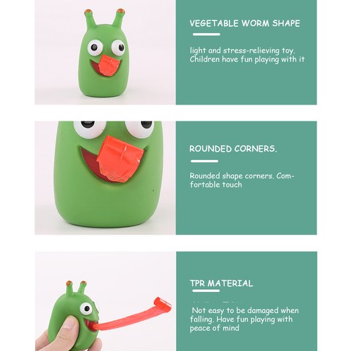 2pcs Fidget Worm Toy Grass Worm Fidget Tongue Pop Out Squeeze Ball Toys - Picture 3 of 12