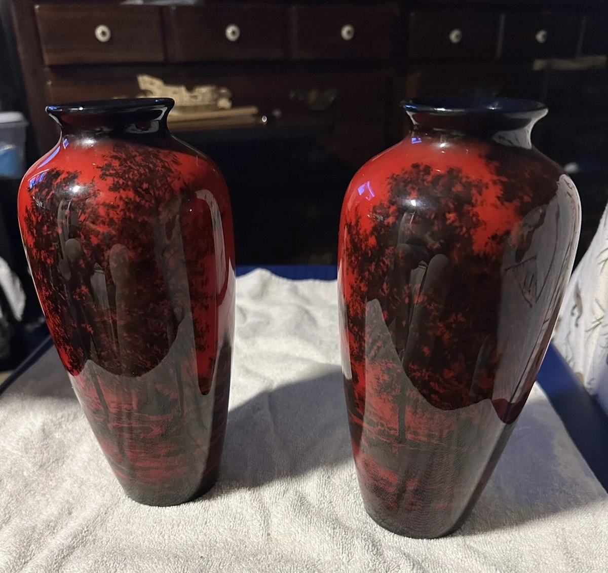 陶瓷红色日本古董花瓶| eBay