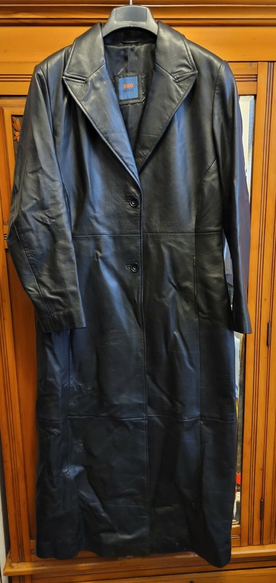 Vintage Olmes Trench Coat M Black Leather Jacket Matrix | eBay
