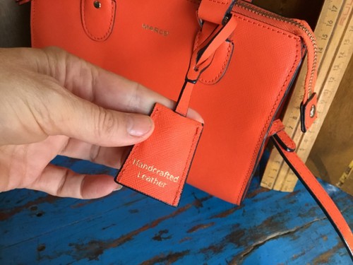 Marcs small hand shoulder bag bright orange marked handcrafted leather - Picture 21 of 23