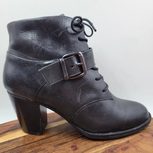 Sofft Wendy Ankle Boots Women's 6M Black Leather Lace Up Buckle Strap Zip Heel - Bild 1 von 11