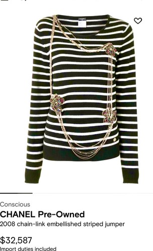 Chanel Vintage 2007 Black White Necklace Jewel Sweater 42 44 10 12 Top 07p Vtg L - Picture 8 of 23