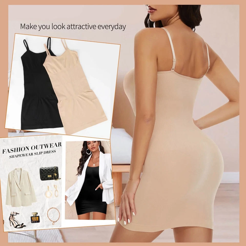 Платье-слип Shapewear для женщин с контролем живота камзол полное платье-слип под узкое - Изображение 3 из 4