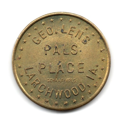 GEO. LENS PALS PLACE • BUONO PER 5¢ IN COMMERCIO • LARICE, IOWA, IA. • TC-264224