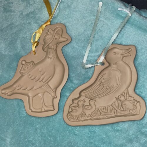 2 Brown Bag Cookie Art Mold 1988 Momma Duck Ducklings 1992 Mother Goose