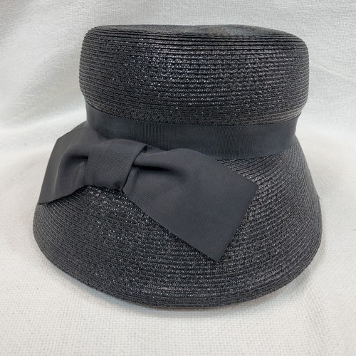 Vintage Bullocks Westwood Black Formal Hat Two Piece With Ribbon - Picture 2 of 12