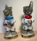 Jim Beam Beam'S Trophy Donkey Elephant Pair 1968 Bourbon Whiskey Decanter