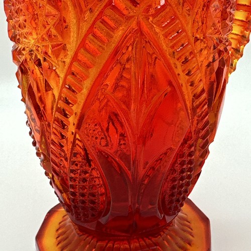 Brocca in vetro pressato Hobstar rossa amberina vintage vichinga - Foto 8 di 11