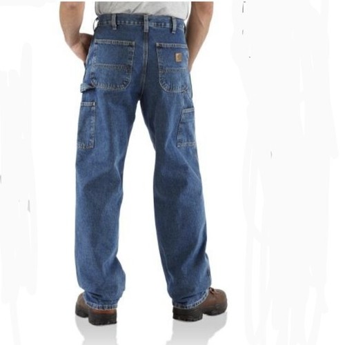 Carhartt Original Fit Denim Work Dungaree Jeans  Deepstone Blue size 44 x 30 - Picture 3 of 10