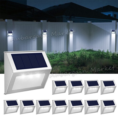 10x Outdoor Solar 3 LED Deck Light Garden Patio Pathway Stair Step Fence Lamp - Picture 6 of 9