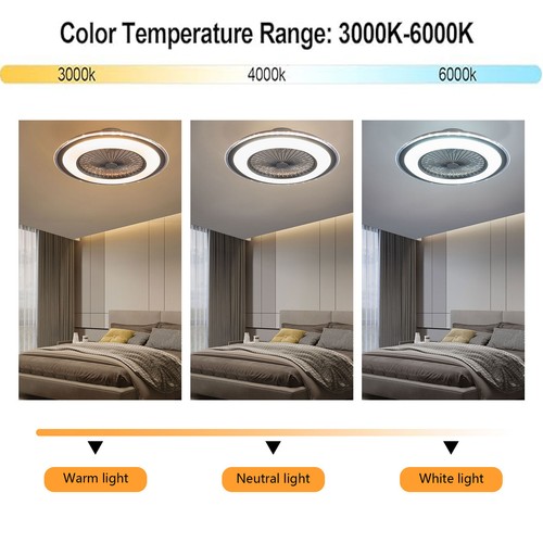 23'' Inch Ceiling Fan Light Dimmable LED Chandelier Flush Mount Lamp With Remote - Picture 5 of 15