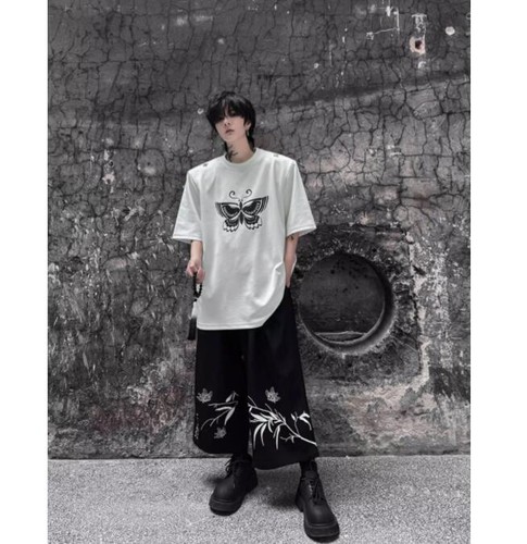 Mens Youth 2024 Fashion Butterfly Print Round Neck Short Sleeves T Shirt _ - Picture 6 of 14