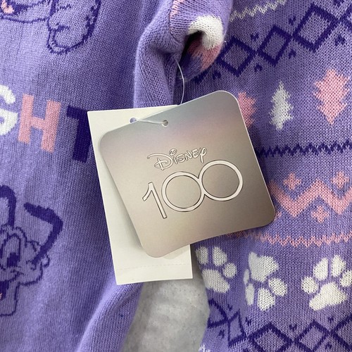 Disney 100 Sweater Girls Minnie Mickey Mouse Purple Christmas XS 4-5 - Picture 7 of 12