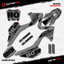 Black & Gray Crf110 Slick Racing Graphics kit fits Honda 2013-2018 decal 13-18