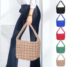 Women Winter Puffer Tote Bag Quilted Puffy Handbag Shoulder Bag Underarm Bag
