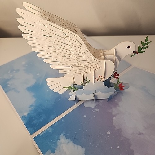 3D Pop up Pigeon Peace Bouquet Flower Card - Picture 14 of 16