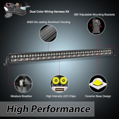 Amber&White 40/42'' LED Work Light Bar Roof Mount SUV Spot Flood Combo Driving - Picture 3 of 14