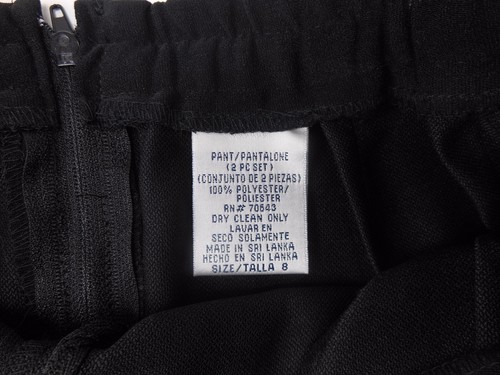 Pantalones de carrera negros para mujer RN# 70643 poliéster talla 8 cremallera trasera - Imagen 7 de 9