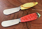 Appetizer Spreaders Strawberry & Corn Ceramic Handles, Stainless Steel Blades