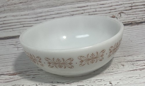 Vintage Anchor Hocking Fire King Cereal Bowl 350 #935 With Brown Scrolls - Picture 4 of 8