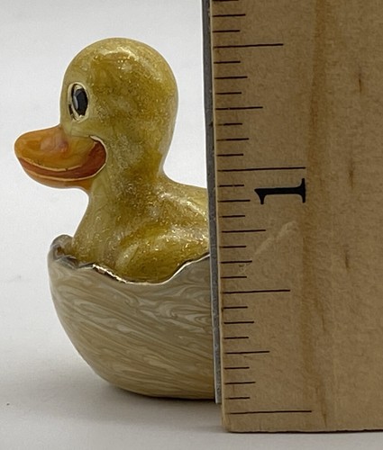 ENTZÜCKENDE gelbe Gummi Ente in Eierschale Schmuckschatulle Swarovski Kristall Augen - Bild 14 von 15