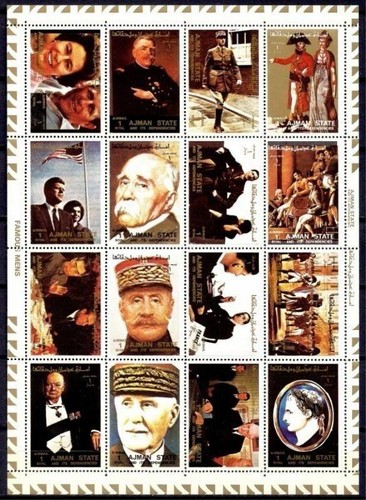 Ajman Personalities Napoleon Kennedy Nixon Churchill Marshal Pétain QEII MNH