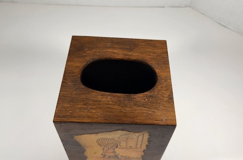 CAJA DE PAÑUELOS DE MADERA VINTAGE MUJER PEQUEÑA - Imagen 8 de 11