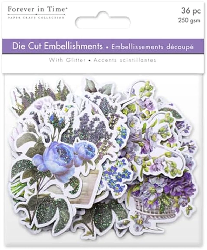 Arreglo floral lavanda estilo vintage troquelado formas brillantes - para diario Foto 2 de 4