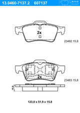 ATE Bremsbeläge Hinten (13.0460-7137.2) für Renault Megane II für Nissan 
