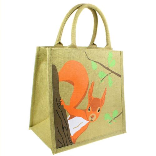 JUTE SHOPPING BAG Hessian Medium Canvas Carrier FAIRTRADE fun green eco animals - Picture 54 of 74