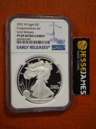 2022 W PROOF SILVER EAGLE NGC PF69 ULTRA CAMEO ER FROM CONGRATULATIONS SET