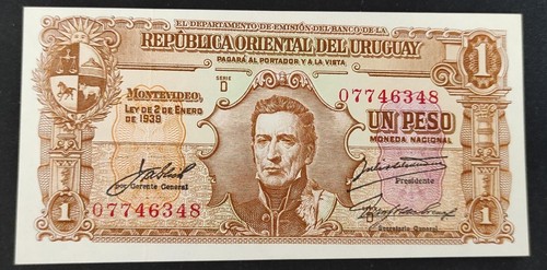 Uruguay wunderschöne 1 Peso Schein vom 02.01.1939 Pick 35c Segelboote pr- Neu! - Bild 2 von 2