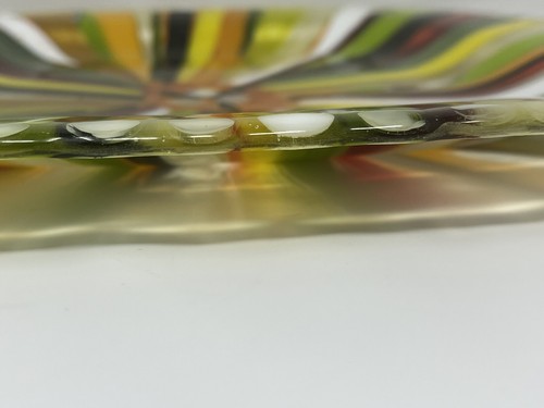 MCM style Fused Glass Large Multicolored Tray / Hanging Wall Art / Bowl Signed - Picture 13 of 16