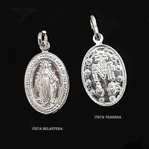 COLGANTE MEDALLA VIRGEN la MILAGROSA 20x12 mm Plata de Ley 925 y Estuche. Nueva
