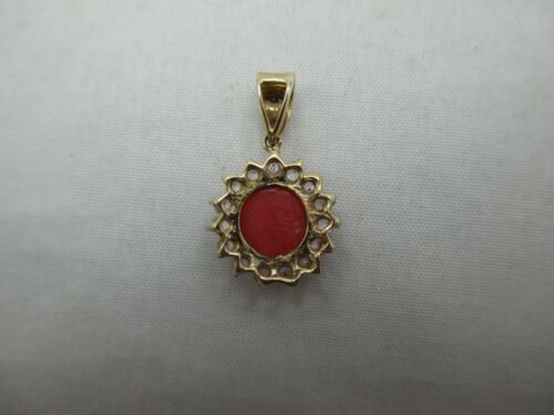 Vintage 10K Gold CZ Coral Pendant 044F - Picture 4 of 12
