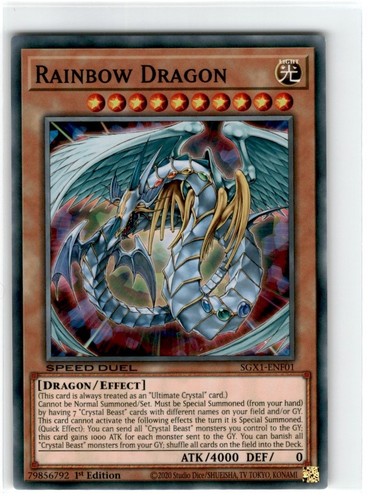 Yu-Gi-Oh! Speed Duel Rainbow Dragon Common SGX1-ENF01 Lightly Played 1st Edition - Picture 1 of 2
