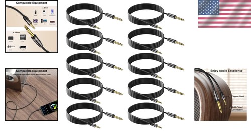 Lossless Audio Transfer 3.5mm to 6.35mm Cable - Perfect for Guitar and Speakers - Picture 2 of 9