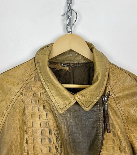 Abrigo Chaqueta De Colección Gianfranco Ferre Caimán Cocodrilo Cuero Cremallera AvantGarde - Imagen 6 de 18