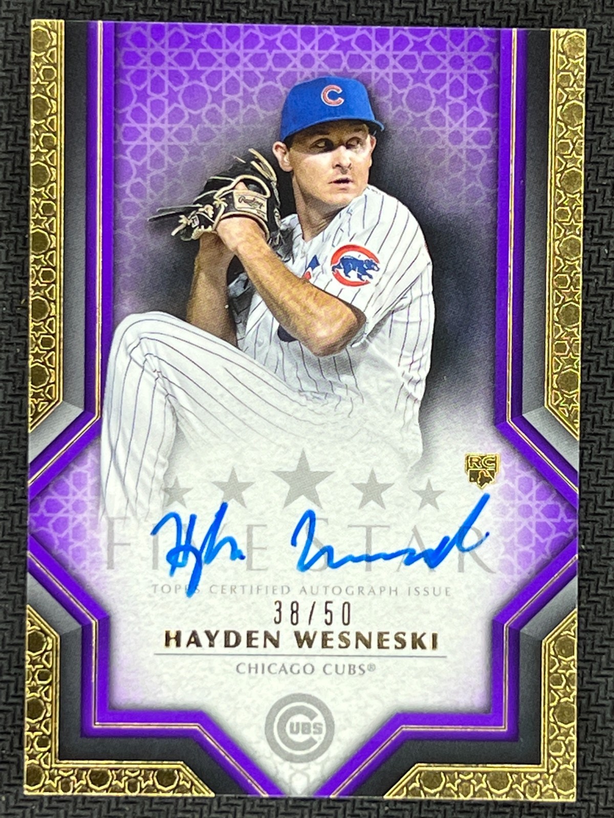 2023 Topps Five Star Purple #FSA-HW Hayden Wesneski RC Rookie Auto 38/50 Cubs