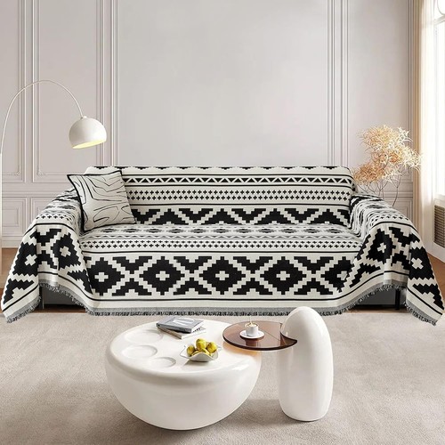 Boho Sofa Cover for 2 3 4 Seater Chenille AB Sided Slipcover for Corner Sofa - Foto 8 di 51